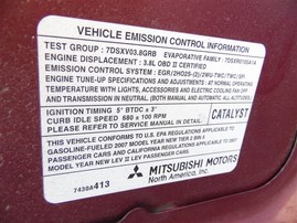 2007 MITSUBISHI ECLIPSE GT MAROON 3.8 AT 2WD 193933